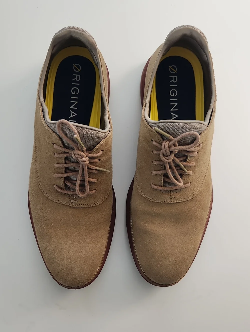 Cole Haan Suede Derby Shoes in Tan and Brown